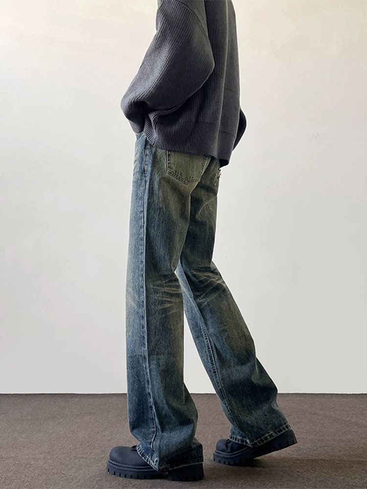 Japanese Brand Washed men's vintage cleanfit flared distressed jeans Size US 32 / EU 48 - 4 Thumbnail