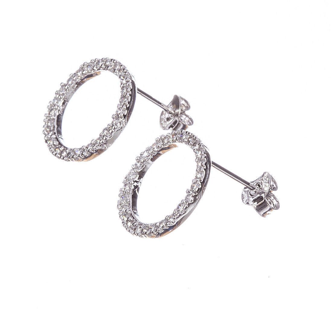 Designer Sterling Silver Circle Eternity Cubic Zirconia Earrings Size ONE SIZE - 2 Thumbnail