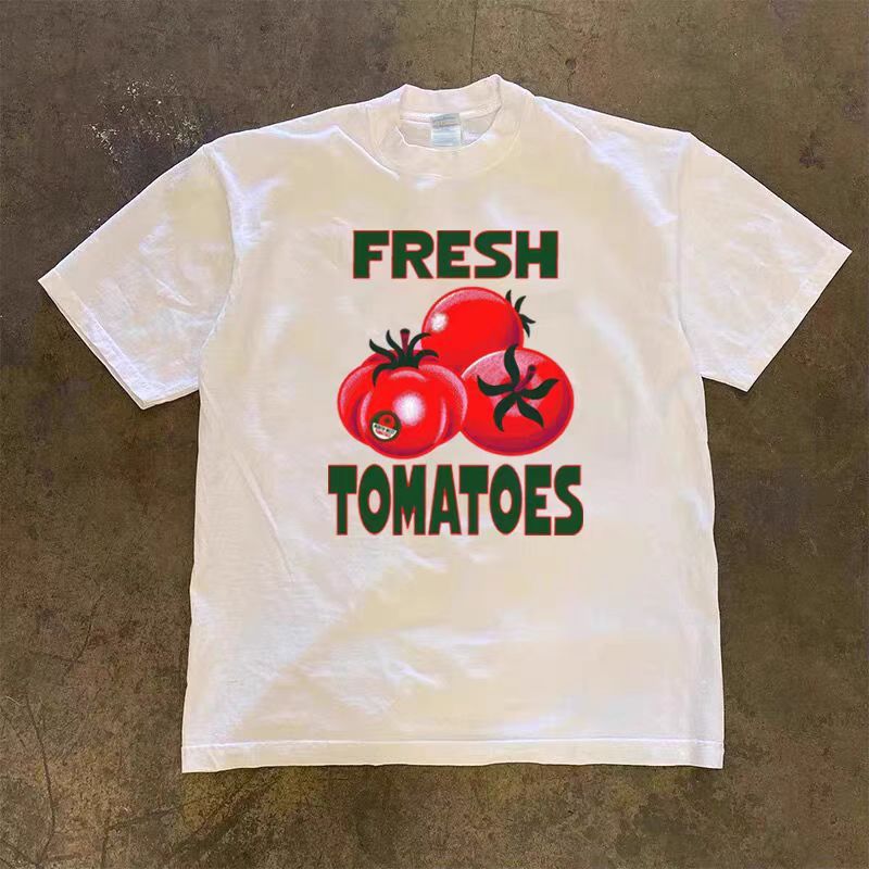 Japanese Brand White Loose Tomato Print Short Sleeve T-Shirt Size US M / EU 48-50 / 2 - 1 Thumbnail