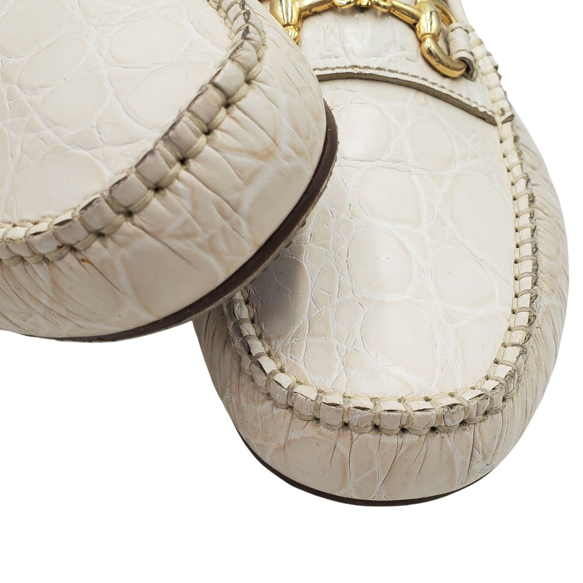 Aldo Brue Aldo Brue Men size 11 Beige Crocodile Embossed Leather Drivi Size US 11 / EU 44 - 4 Thumbnail