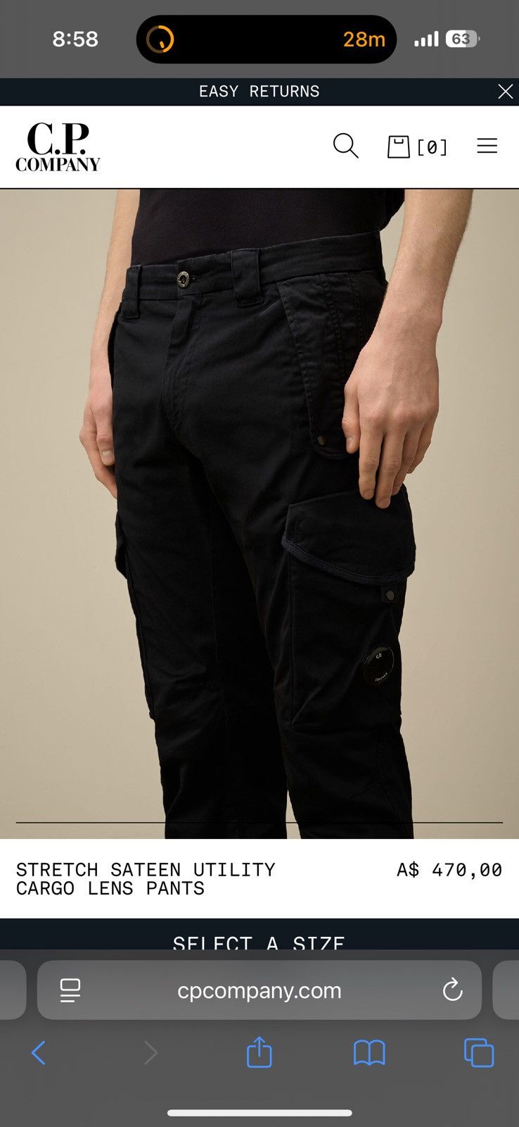 C.P. Company Total Eclipse Dark Navy Stretch Sateen Cargo Pants 44 Size US 28 / EU 44 - 24 Thumbnail