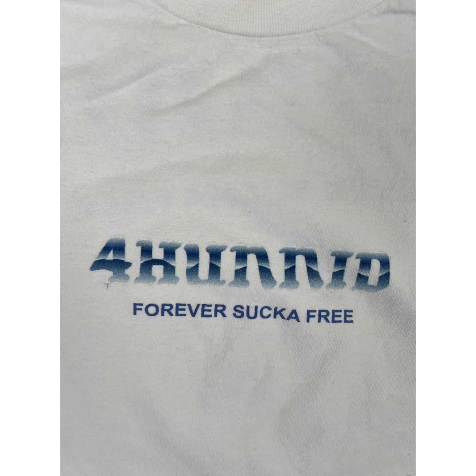 Vintage VINTAGE 4 Hunnid T-Shirt Forever Sucka Free Hip Hop Graphic Print Beige M Men Short Sleeve Large White Size US M / EU 48-50 / 2 - 2 Thumbnail