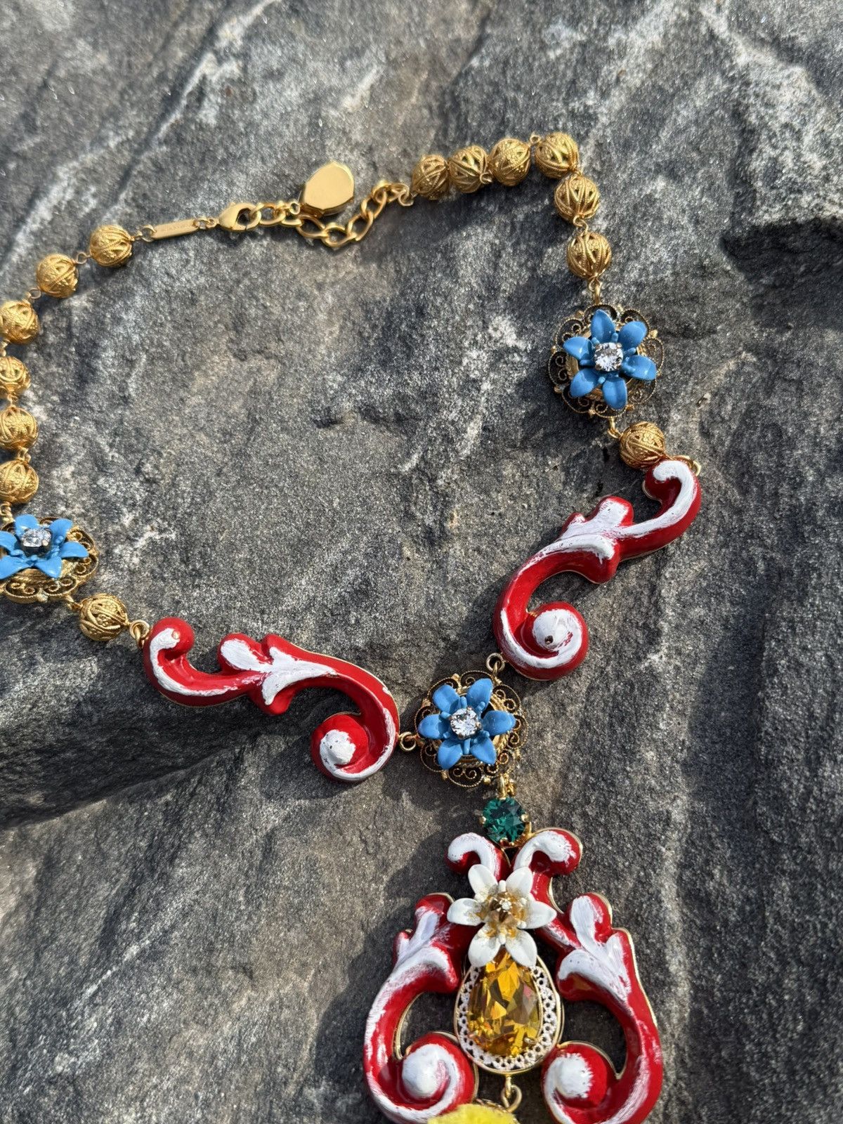Dolce & Gabbana Dolce & Gabbana Taormina Embellished Pendant Necklace Size ONE SIZE - 3 Thumbnail