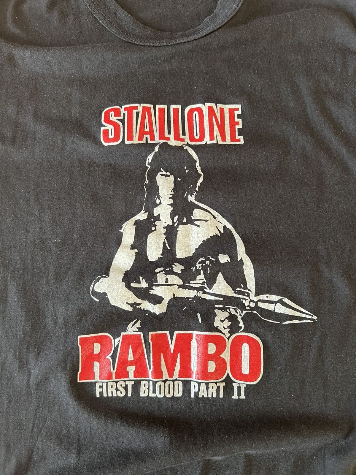 Vintage Vintage 80s Stallone Rambo First Blood T shirt Size US M / EU 48-50 / 2 - 2 Thumbnail