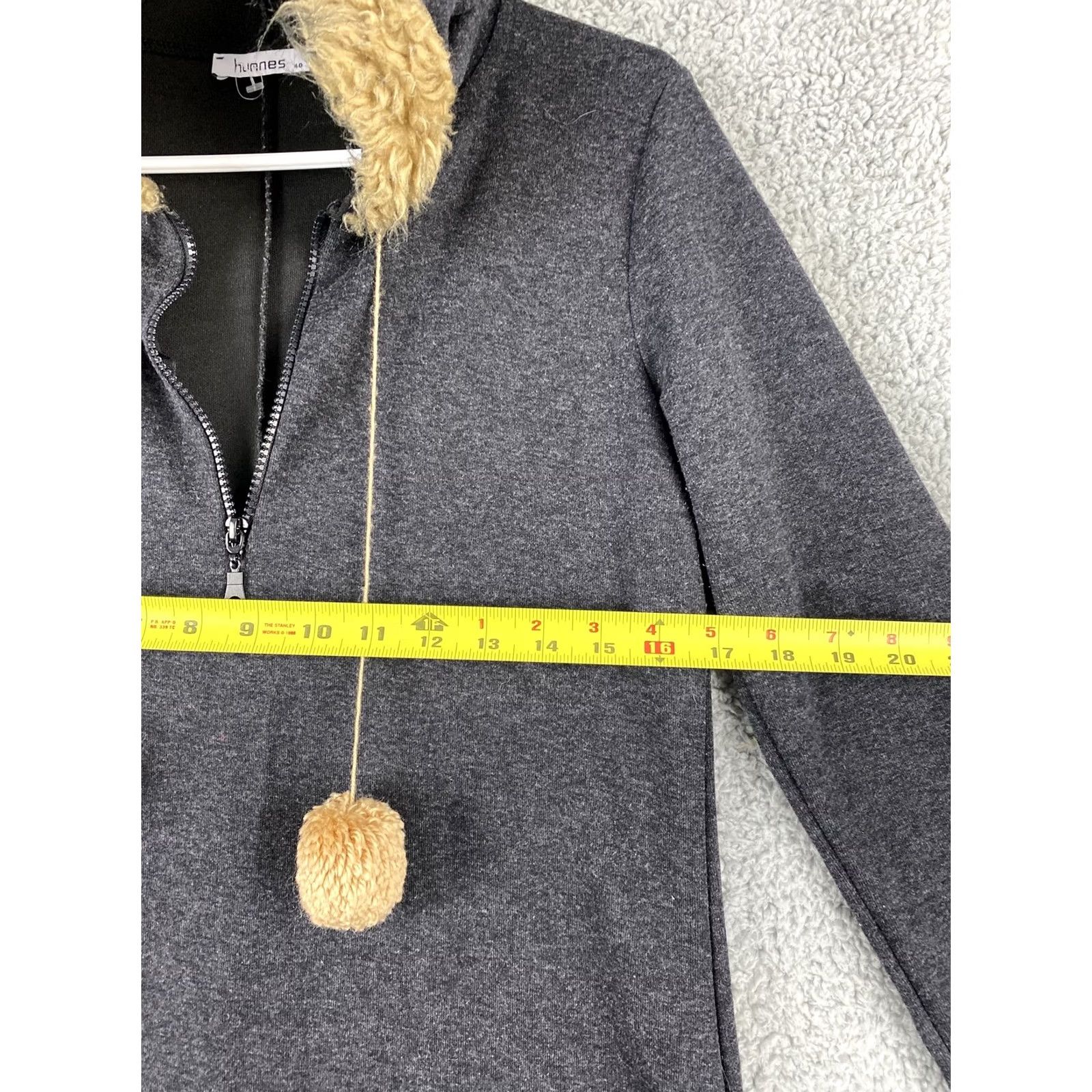 Vintage Hunnes Sweater Coat Hoodie 1/4 Zip Women’s Size M Charcoal Gray Knit Cotton Long Sleeve Solid Pullover Midi Fall Winter Spring Womens Size M / US 6-8 / IT 42-44 - 5 Thumbnail
