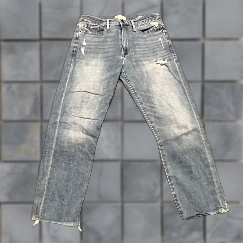 Frame FRAME Frame Jeans Womens 24 Le Beau Crop Light Wash Distressed Raw Hem Women XS? Size 42" / US 20 - 1 Thumbnail