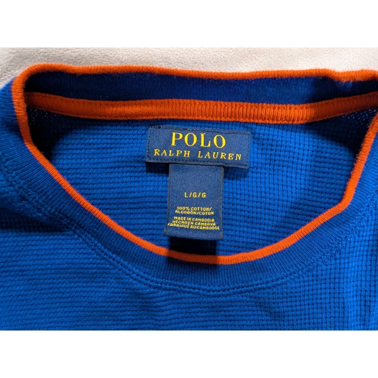 Polo Ralph Lauren Polo Ralph Lauren LS Crew Neck Blue Orange Waffle Knit Thermal Men's Large EUC Shirt Long Sleeve Embroidered Logo Classic Designer Polo Ralph Lauren Size US L / EU 52-54 / 3 - 3 Thumbnail