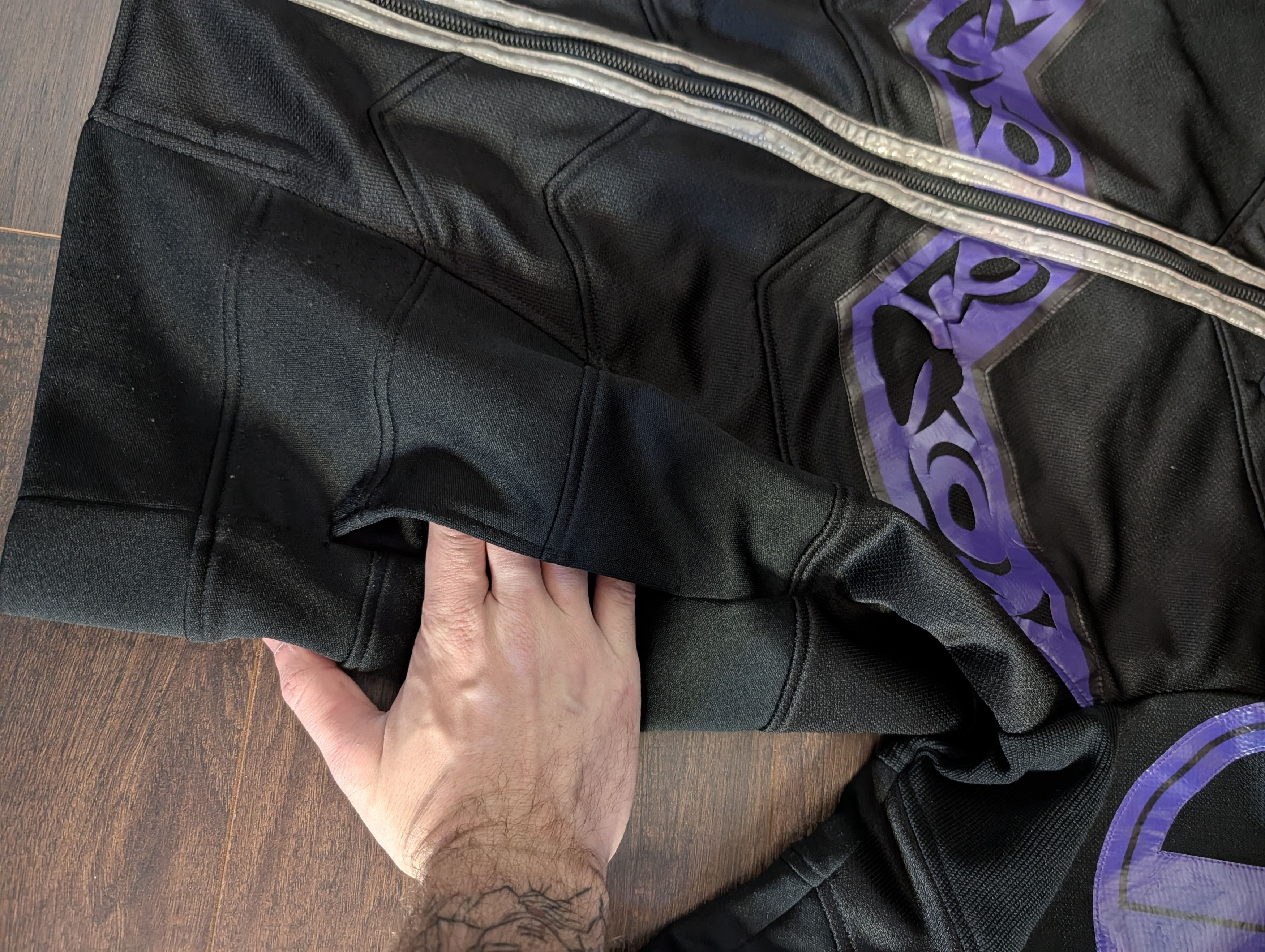 Beauty Beast Vtg Y2K cyberpunk paneled zip-up jacket black/purple Size US L / EU 52-54 / 3 - 14 Thumbnail