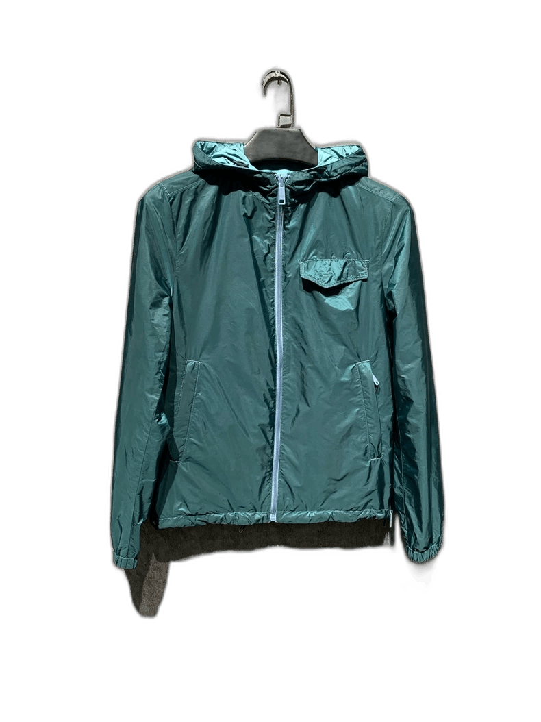 Prada green recycled nylon reversible jacket