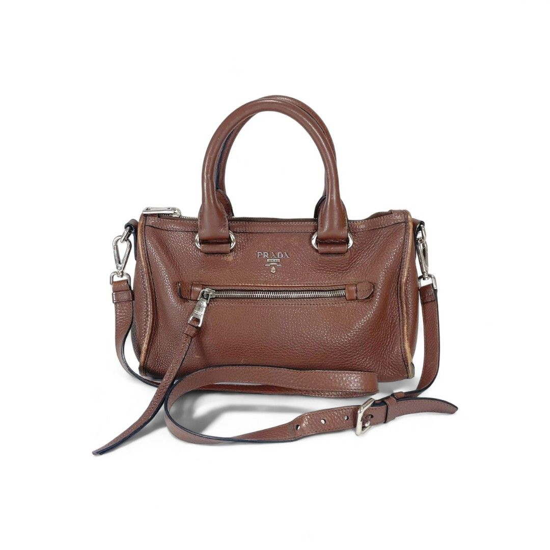 Prada Prada - Brown Leather Handbag Shoulder Bag Size ONE SIZE - 1 Thumbnail
