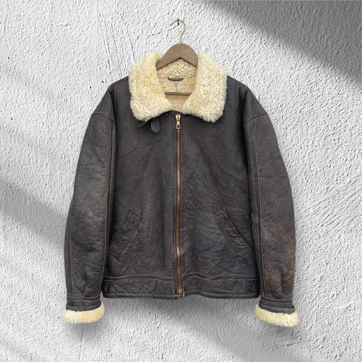 Japanese Brand × Vintage 🔥Vintage Echt Lammfell Sheep Skin Leather Jacket B-3 Style Size US L / EU 52-54 / 3 - 4 Thumbnail