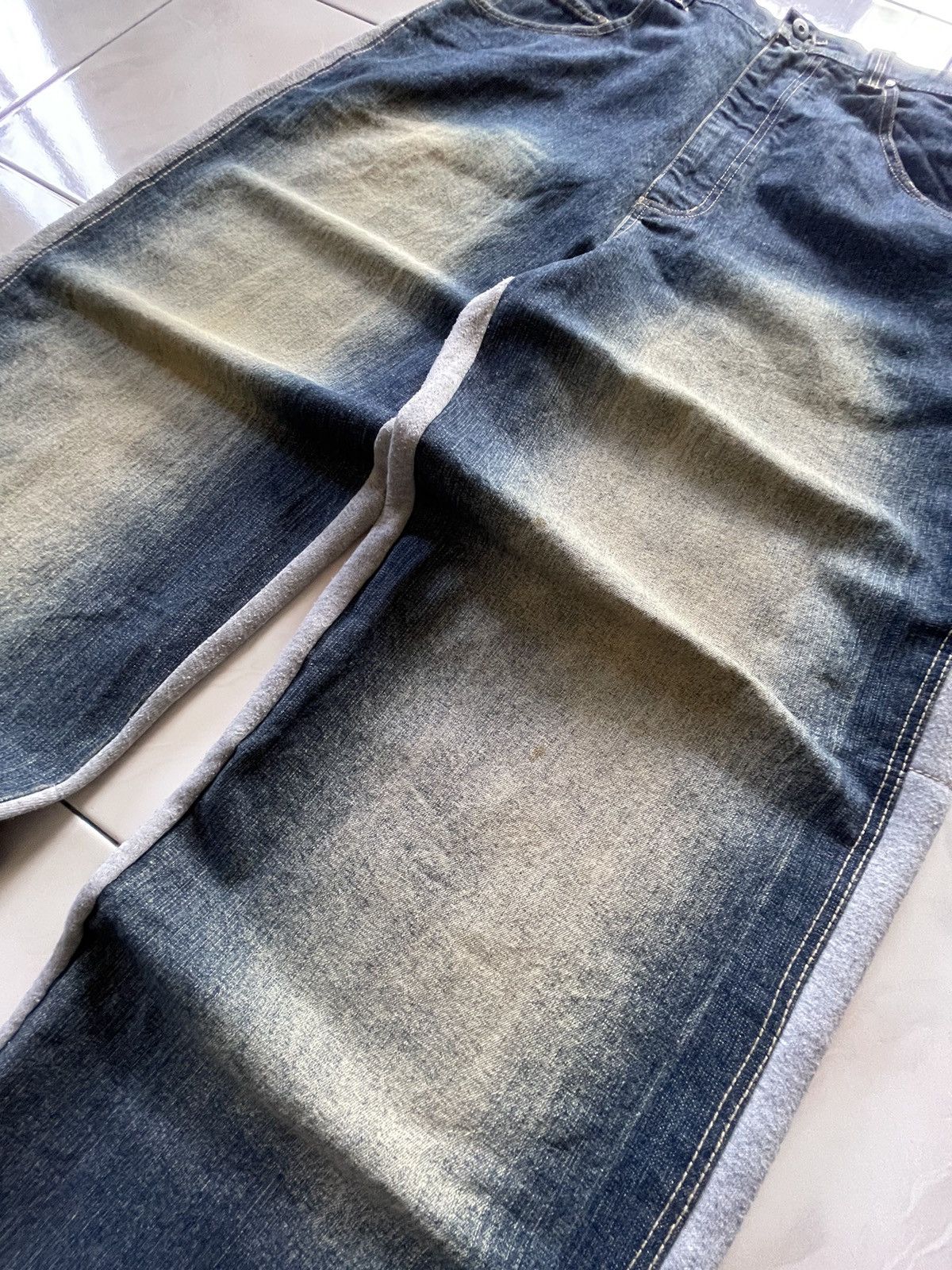 GB × Japanese Brand × Marithe + Francois Girbaud GB Baggy Hybrid Denim Sweat Muddy Wash Jeans Size US 34 / EU 50 - 6 Thumbnail