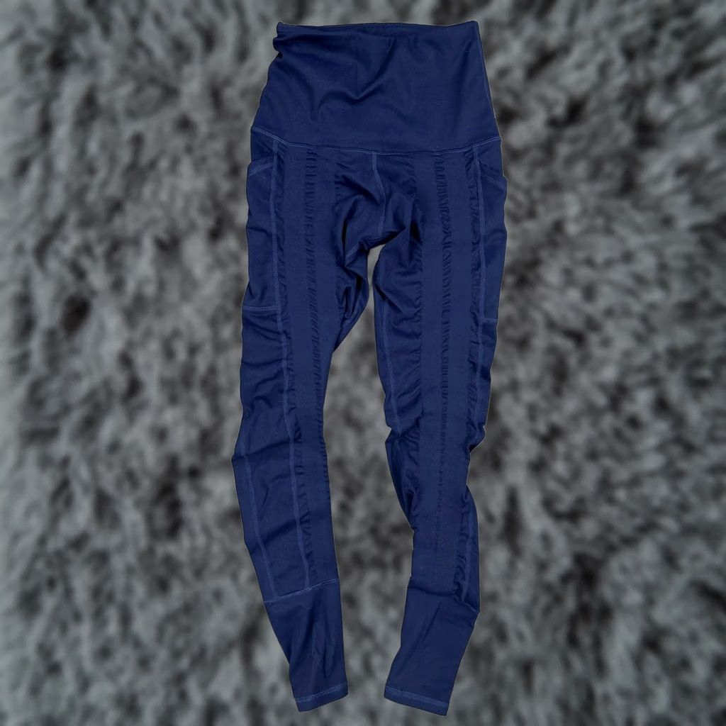 Vintage Sweetflexx Leggings Navy Hi Rise Pockets Women 2 NWOT Compression Polyester Spandex 27in Inseam 35in Length Size 26" / US 2 / IT 38 - 1 Thumbnail