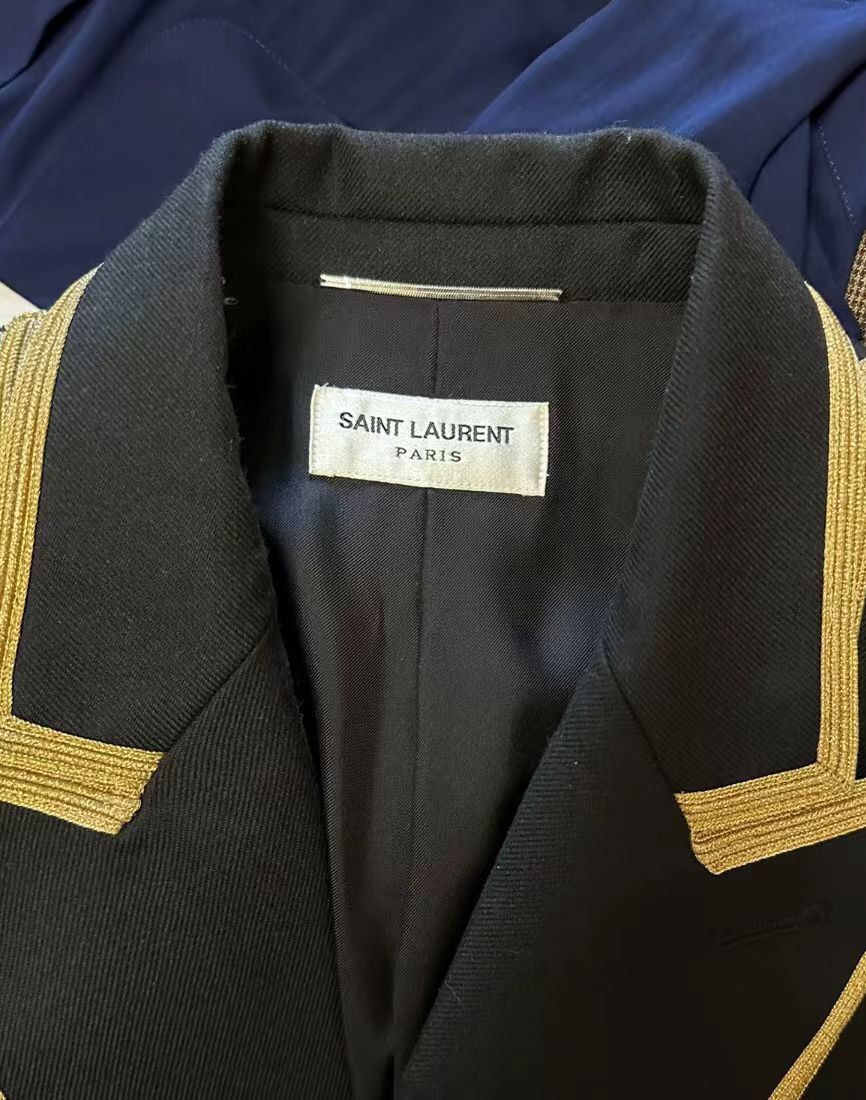 Saint Laurent Paris × Yves Saint Laurent Saint Laurent Paris YSL Gold Embroidered Heavy2412-Nextarrow Size 46R - 3 Thumbnail