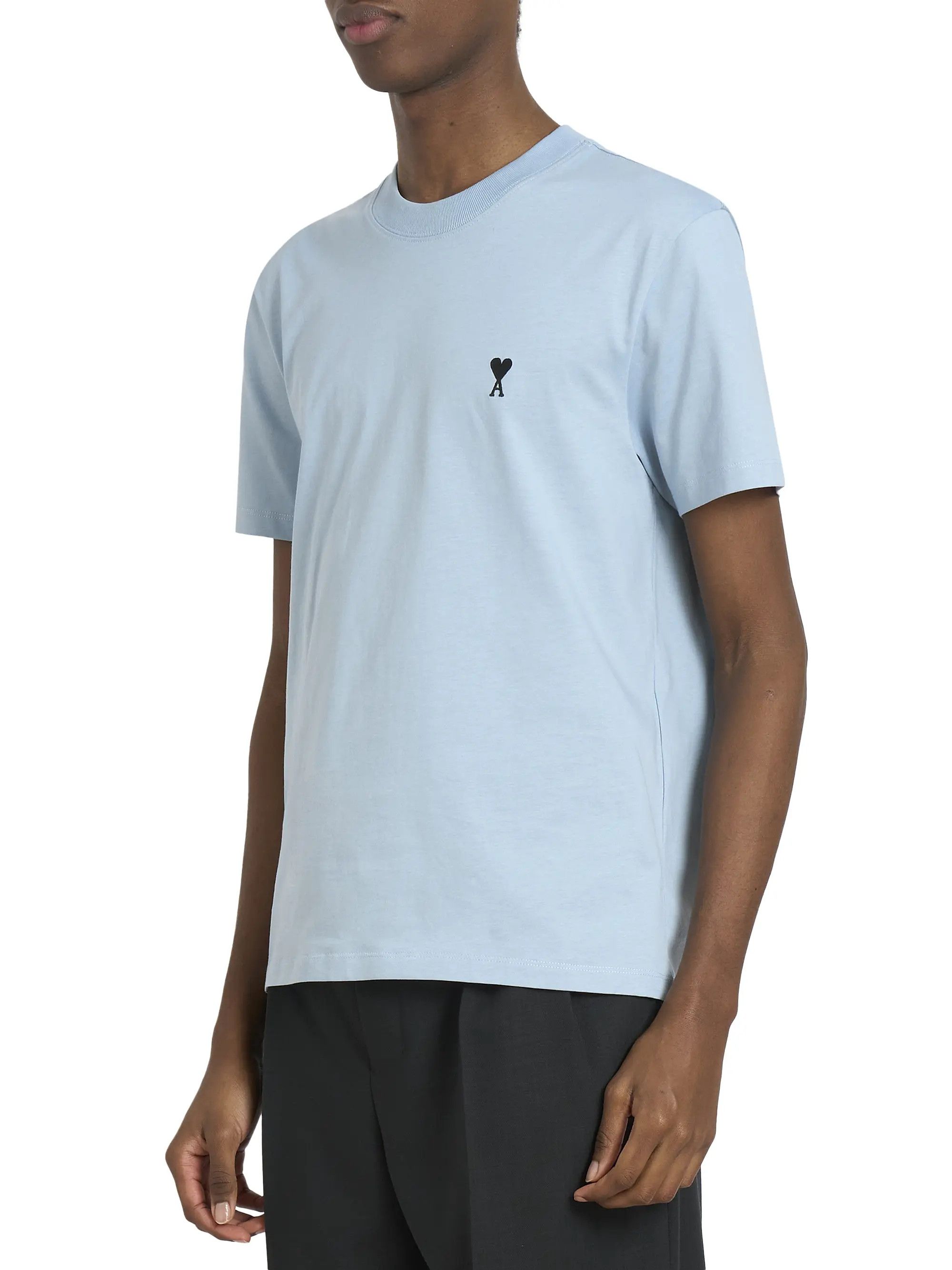 AMI os11x0226 Contrasted Ami de Coeur Cotton T-Shirt in Blue Size US M / EU 48-50 / 2 - 3 Thumbnail