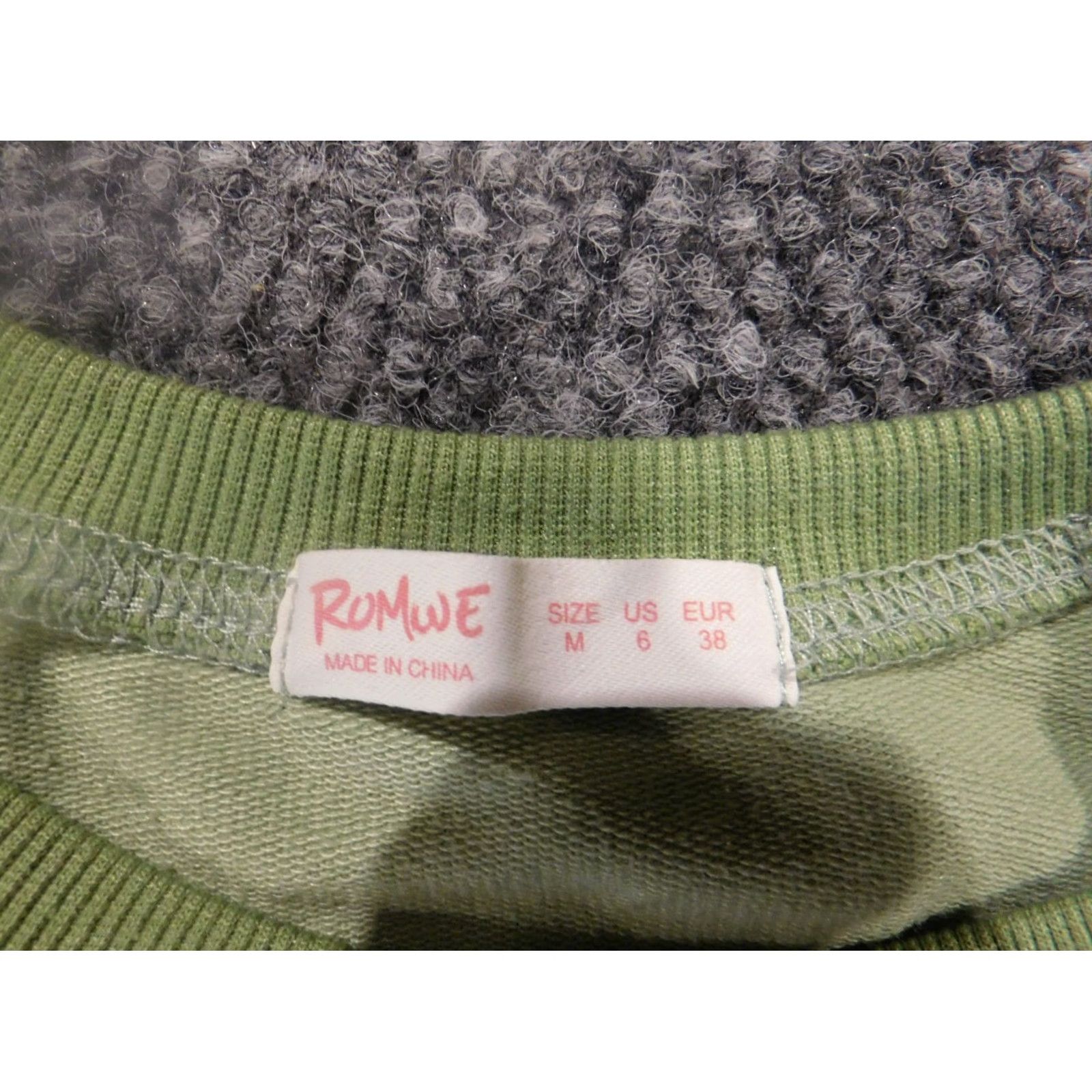 Vintage ROMWE Sweater Crew Neck Pullover Long Sleeve Medium Women Green Cotton Polyester Knit Ruffle Modern All Seasons Size M / US 6-8 / IT 42-44 - 6 Thumbnail