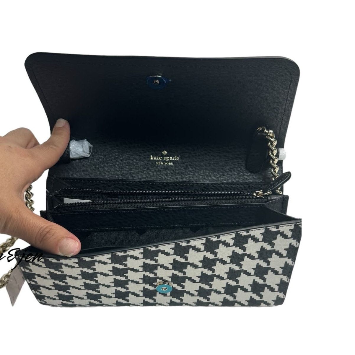 Kate Spade Kate Spade Darcy Chain Wallet Crossbody Clutch houndstooth Size ONE SIZE - 6 Thumbnail