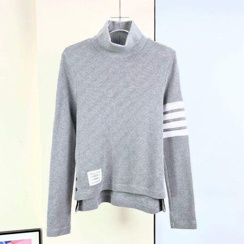 Thom Browne Gray waffle high collar long sleeves