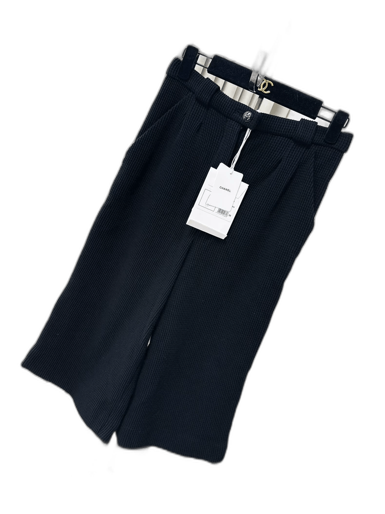 Chanel 21C Black Waffle Texture Shorts