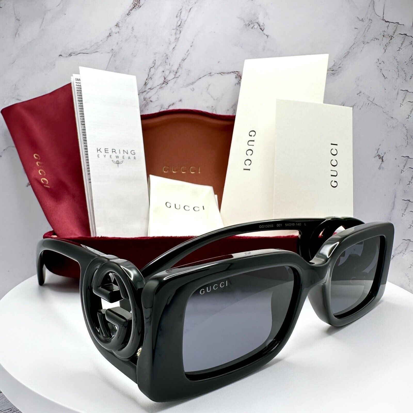 Gucci Gucci Black Sunglasses Square Interlocking GG Logo New Size ONE SIZE - 17 Thumbnail