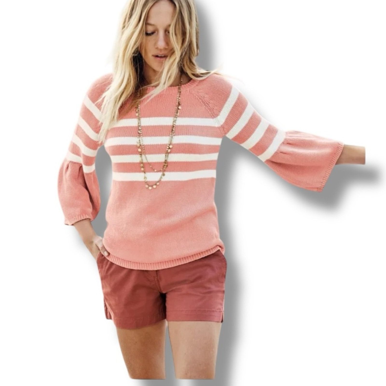 Boden Boden Arianna Jumper striped bell sleeve sweater Size L / US 10 / IT 46 - 2 Thumbnail