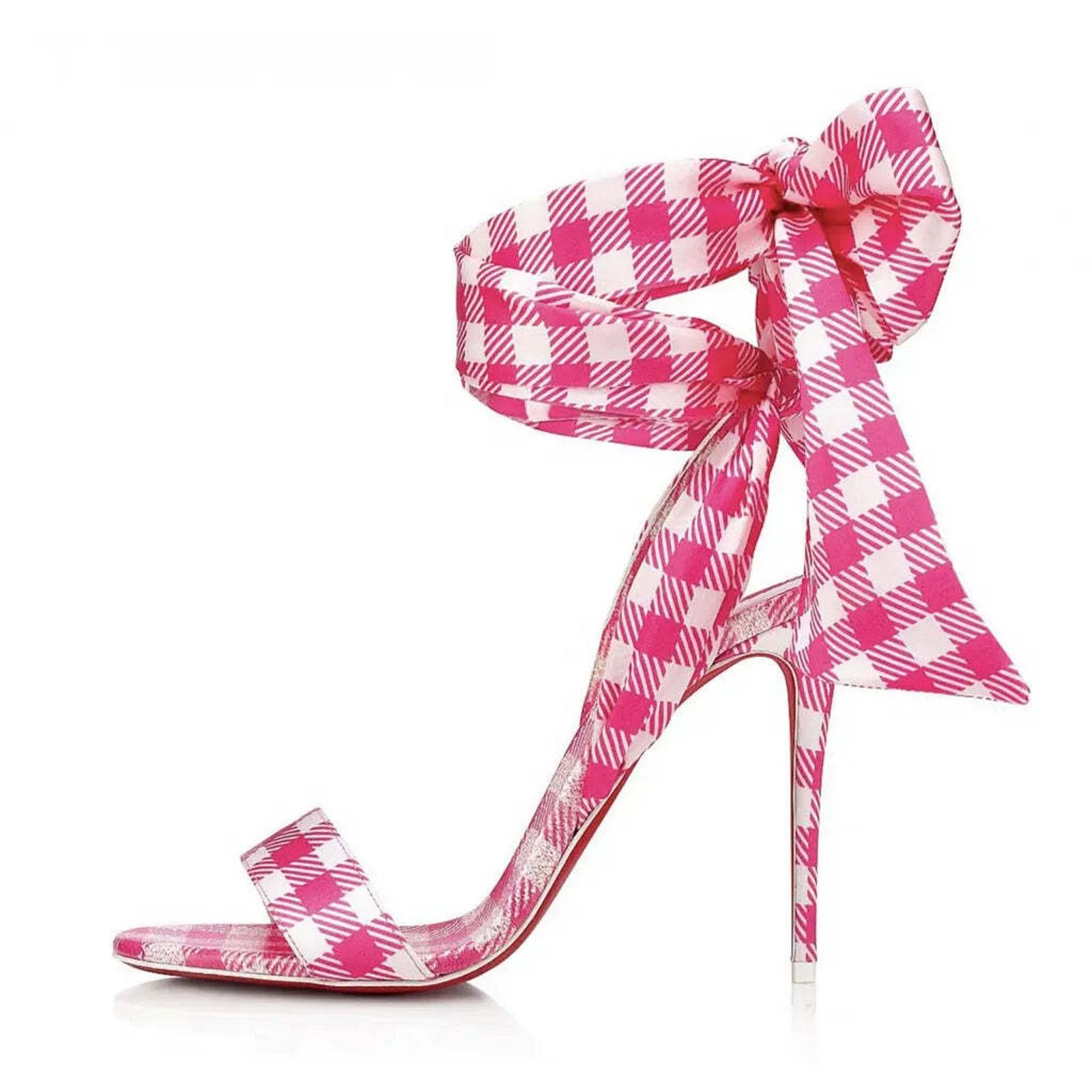Christian Louboutin Sandale Du Desert 100 Pink White Lace Up Sandal Heel Pump 40 Size US 10 / IT 40 - 3 Thumbnail