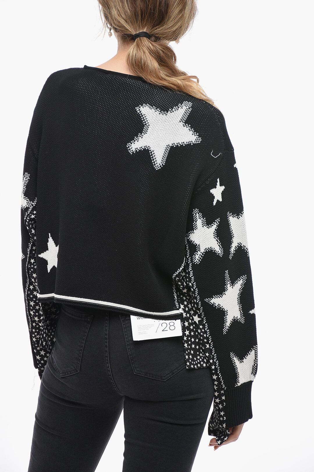 Stella McCartney og1mm0824 Crew Neck Sweater With Silk in Black Size S / US 4 / IT 40 - 2 Thumbnail