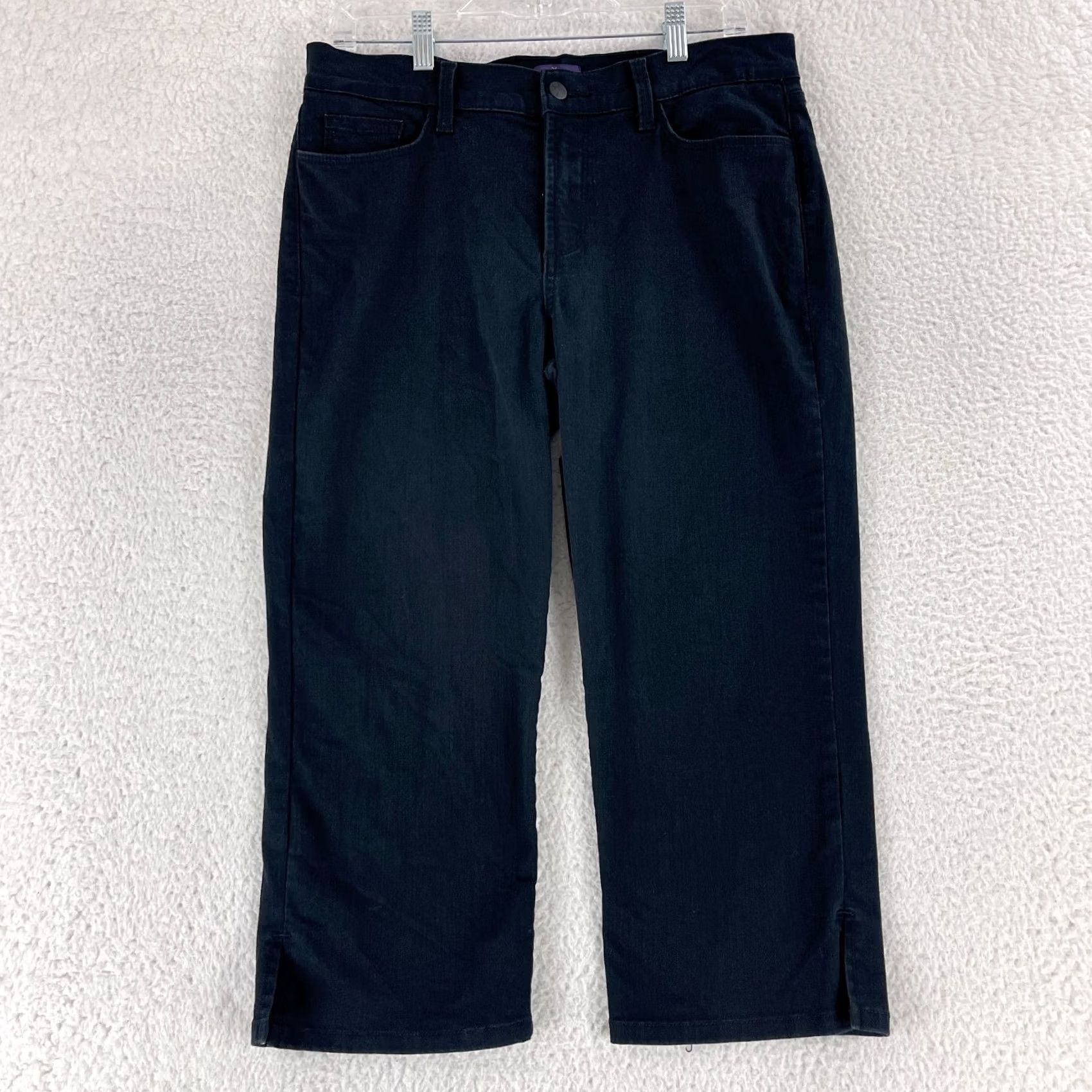 NYDJ NYDJ Crop Jeans Womens Size 10 Black Denim Straight Mid-Rise 5 Pocket Casual Jeans NYDJ Women Regular Size 10 Black Denim Crop Jeans Size 32" / US 10 / IT 46 - 2 Thumbnail