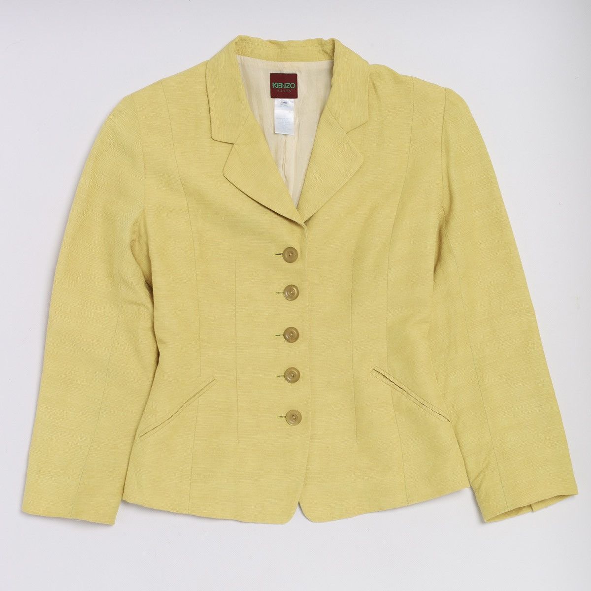 Kenzo Paris Vintage Yellow Blazer Jacket Linen Silk Viscose