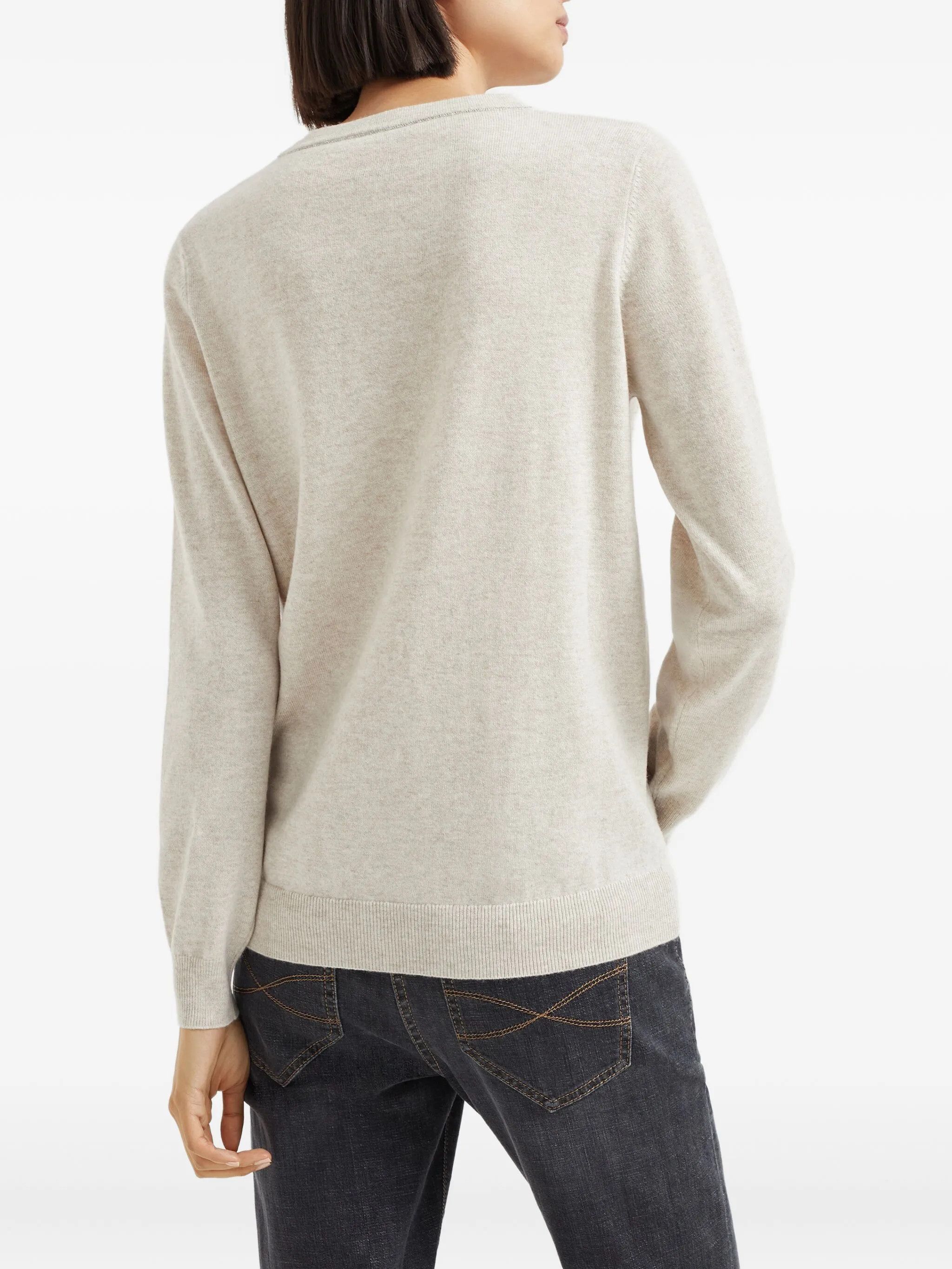 Brunello Cucinelli o1w1db10825 Cashmere Sweater in Beige/Khaki Size S / US 4 / IT 40 - 2 Thumbnail