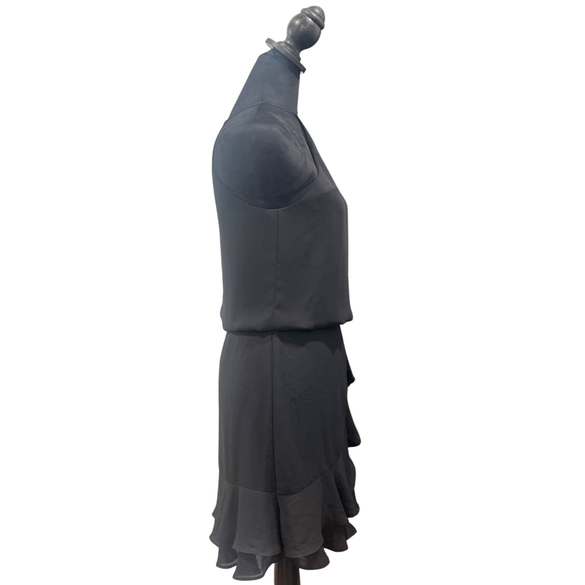 Krisa Asymmetrical Ruffle Halter Black KRISA NWT Size XS Retai Size XS / US 0-2 / IT 36-38 - 4 Thumbnail