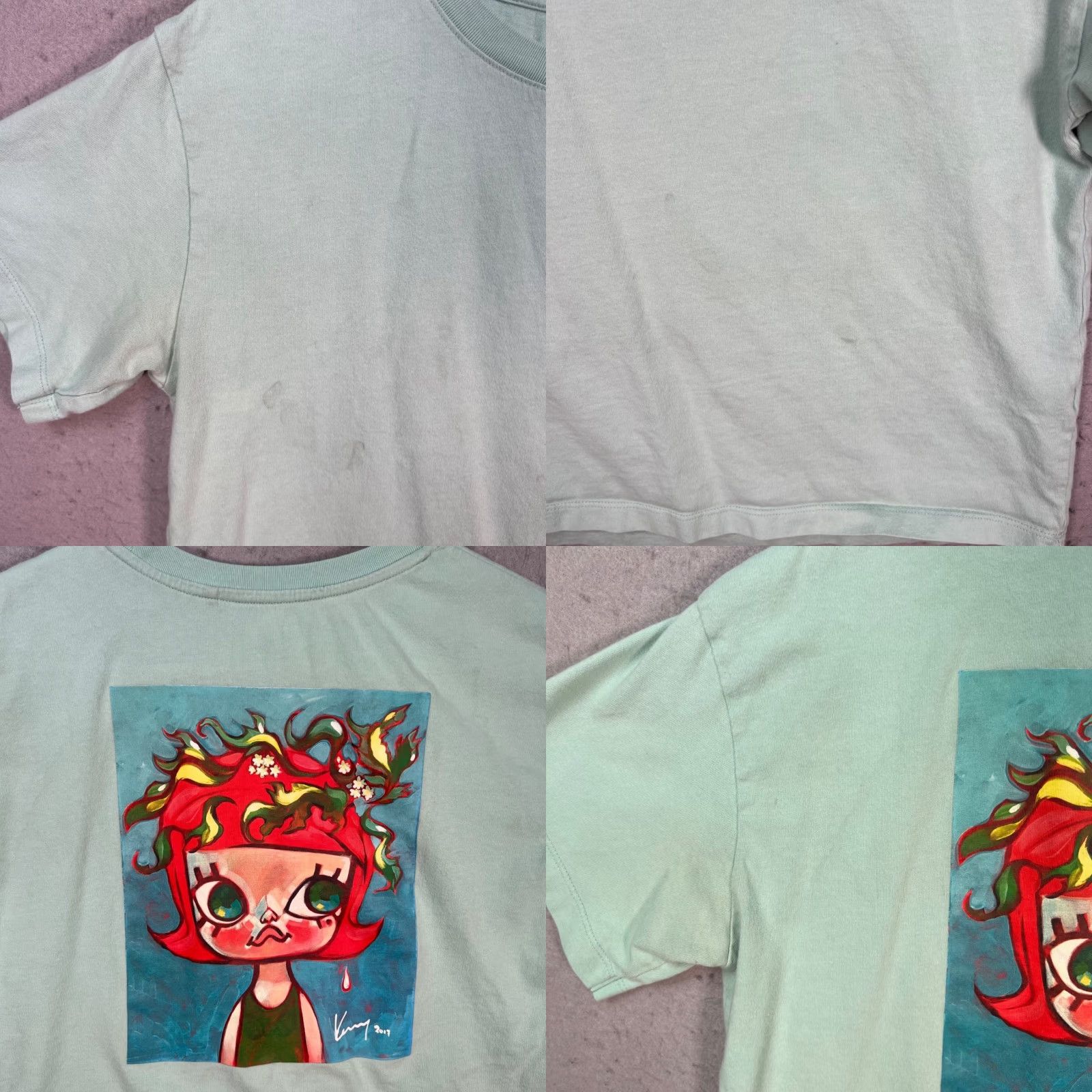 Uniqlo Uniqlo UT x Kenny Wong Womens Size Small Mint Green T-Shirt Wave Of The Future Short Sleeve Crew Neck Cotton Size S / US 4 / IT 40 - 8 Thumbnail