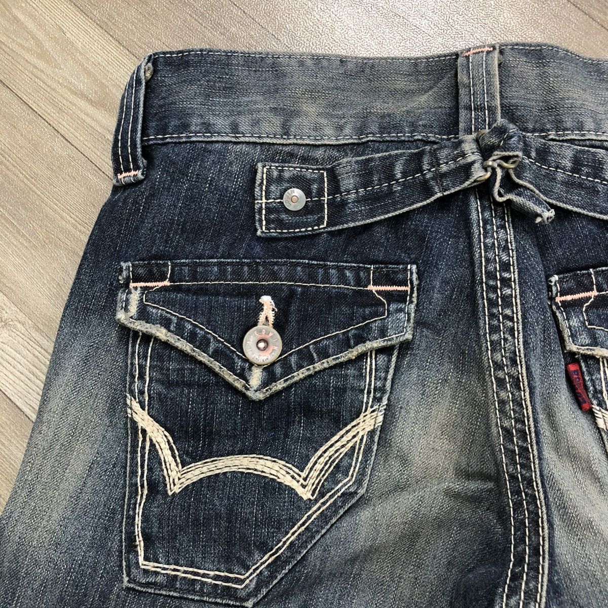 If Six Was Nine 🇯🇵 2000s Edwin 503 Faded Lgb Goa Buckle Back Flared Jeans Size US 28 / EU 44 - 16 Thumbnail