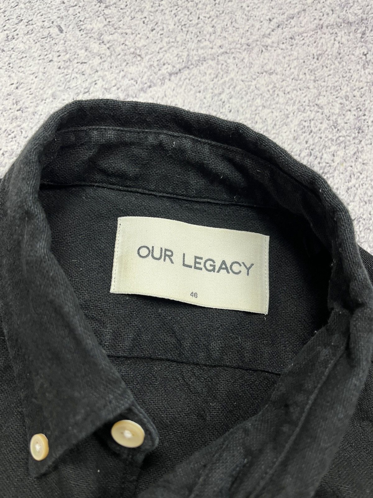 Our Legacy Our Legacy Black Cotton-Linen Overdyed Button Up Shirt Size US M / EU 48-50 / 2 - 9 Thumbnail
