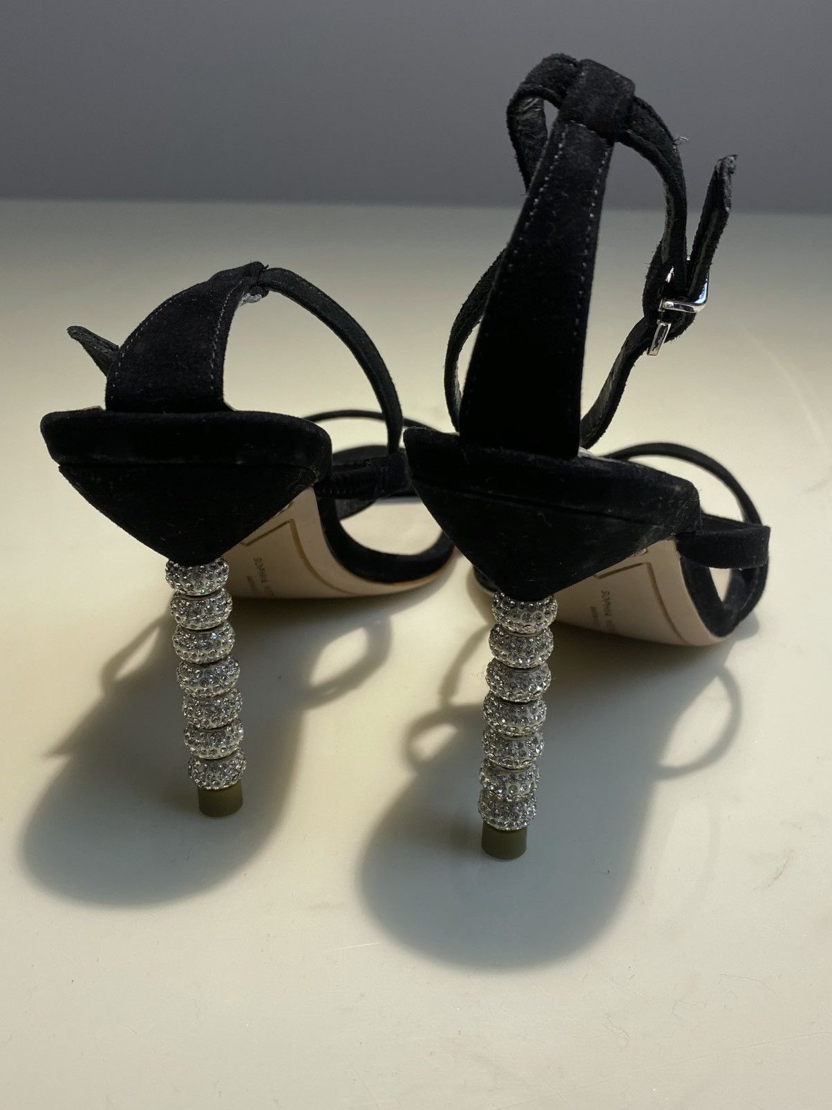 Sophia Webster Rosalind Crystal Black Satin Heels 36 Size US 5.5 / IT 35.5 - 4 Thumbnail