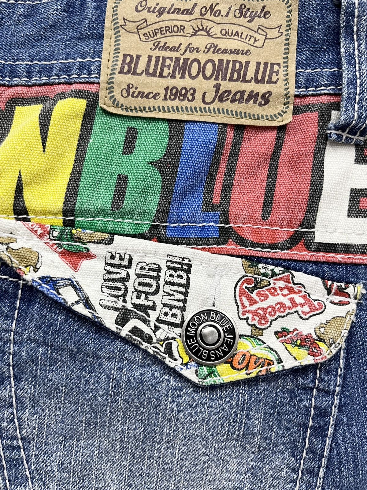 Moonstar DOPE💥 90’s Japanese Surf Brand Rainbow Spellout Waist Jeans Size US 30 / EU 46 - 12 Thumbnail
