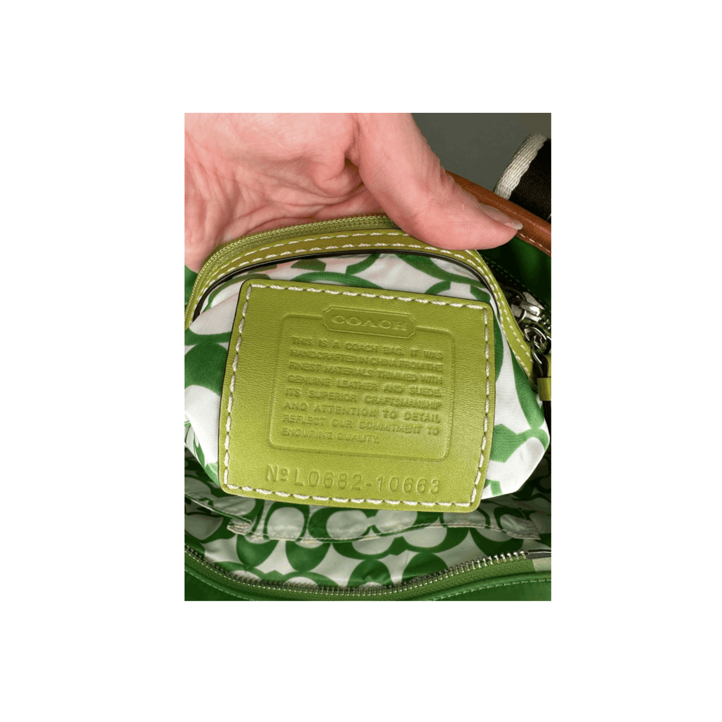 Coach COACH Green Nylon / Leather Hampton Tote Shoulder Handbag Size ONE SIZE - 8 Thumbnail