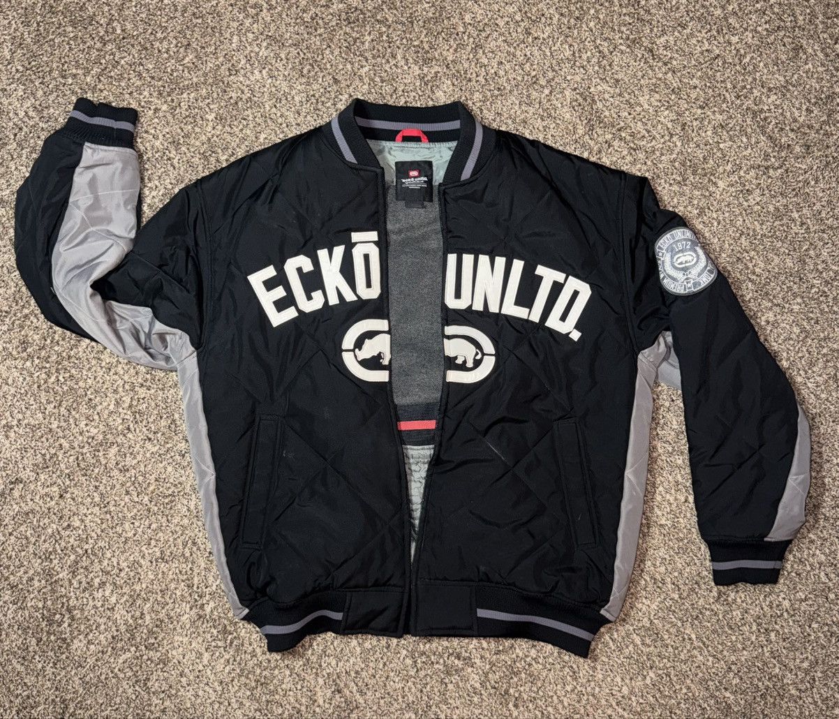 Ecko Unltd. Ecko Unltd Bomber Jacket Big Logo Black XL Size US XL / EU 56 / 4 - 1 Thumbnail