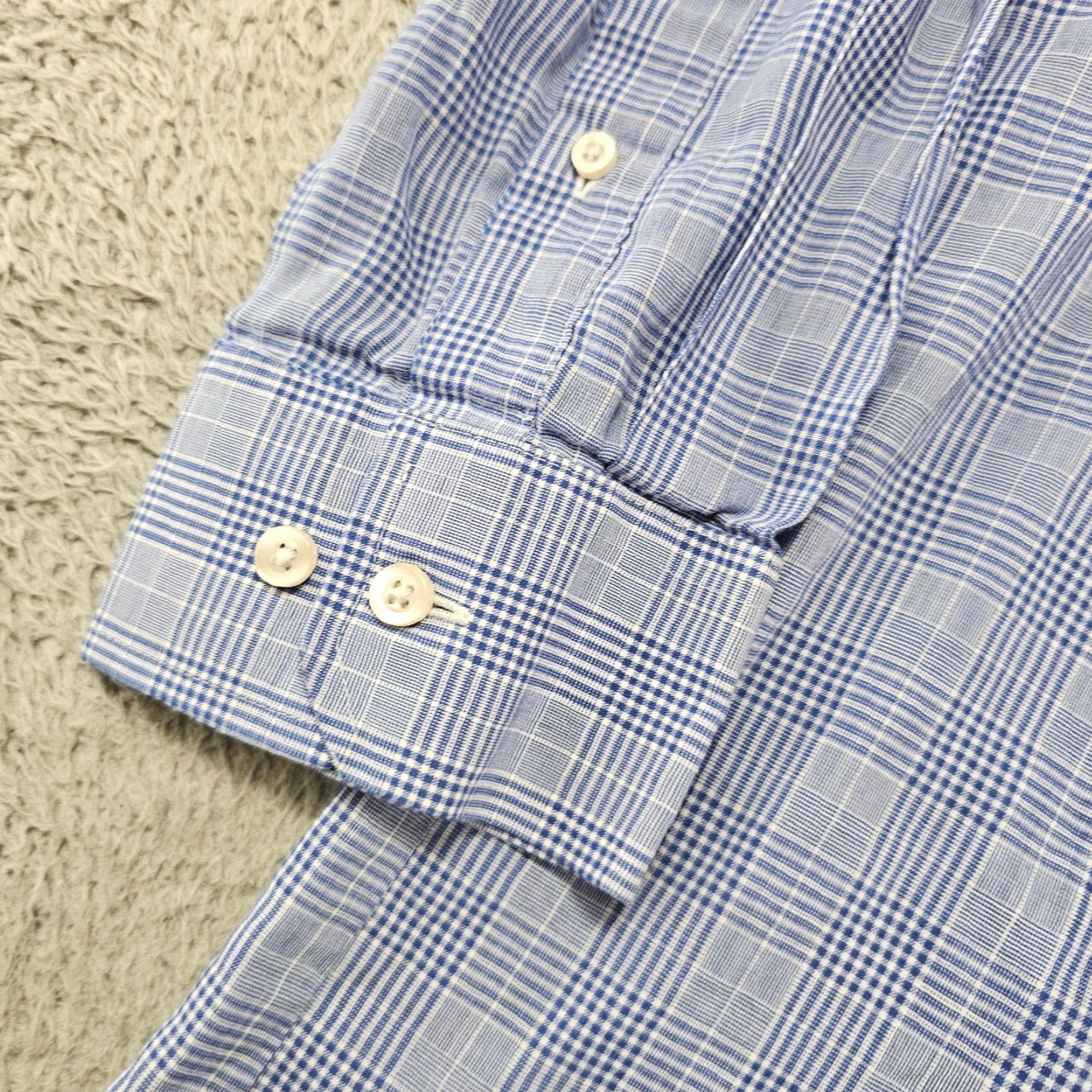 Stafford Stafford Dress Shirt Men's 18 34/35 Blue Check Travel Broadcloth Long Sleeve Shirt Size 48R - 5 Thumbnail