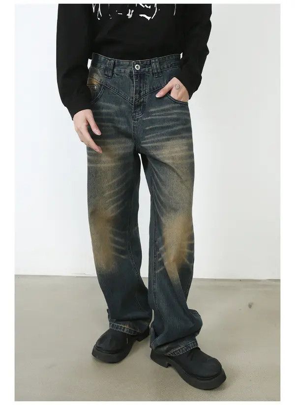 Japanese Brand Honjoh x Maki Vintage washed distressed loose straight jeans Size US 32 / EU 48 - 1 Thumbnail