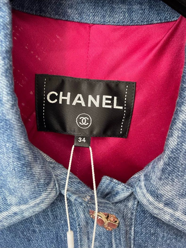 Chanel Chanel Washed denim four-pocket glazed button lantern sleev Size XXS / US 00 / IT 34 - 2 Thumbnail