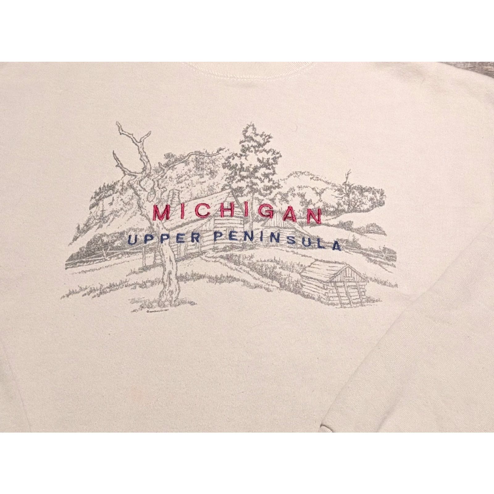 Vintage VINTAGE Upper Peninsula Michigan Crewneck Sweatshirt L Men Cream 90s Nature Deer Winona USA Graphic Print All Seasons Size US L / EU 52-54 / 3 - 2 Thumbnail