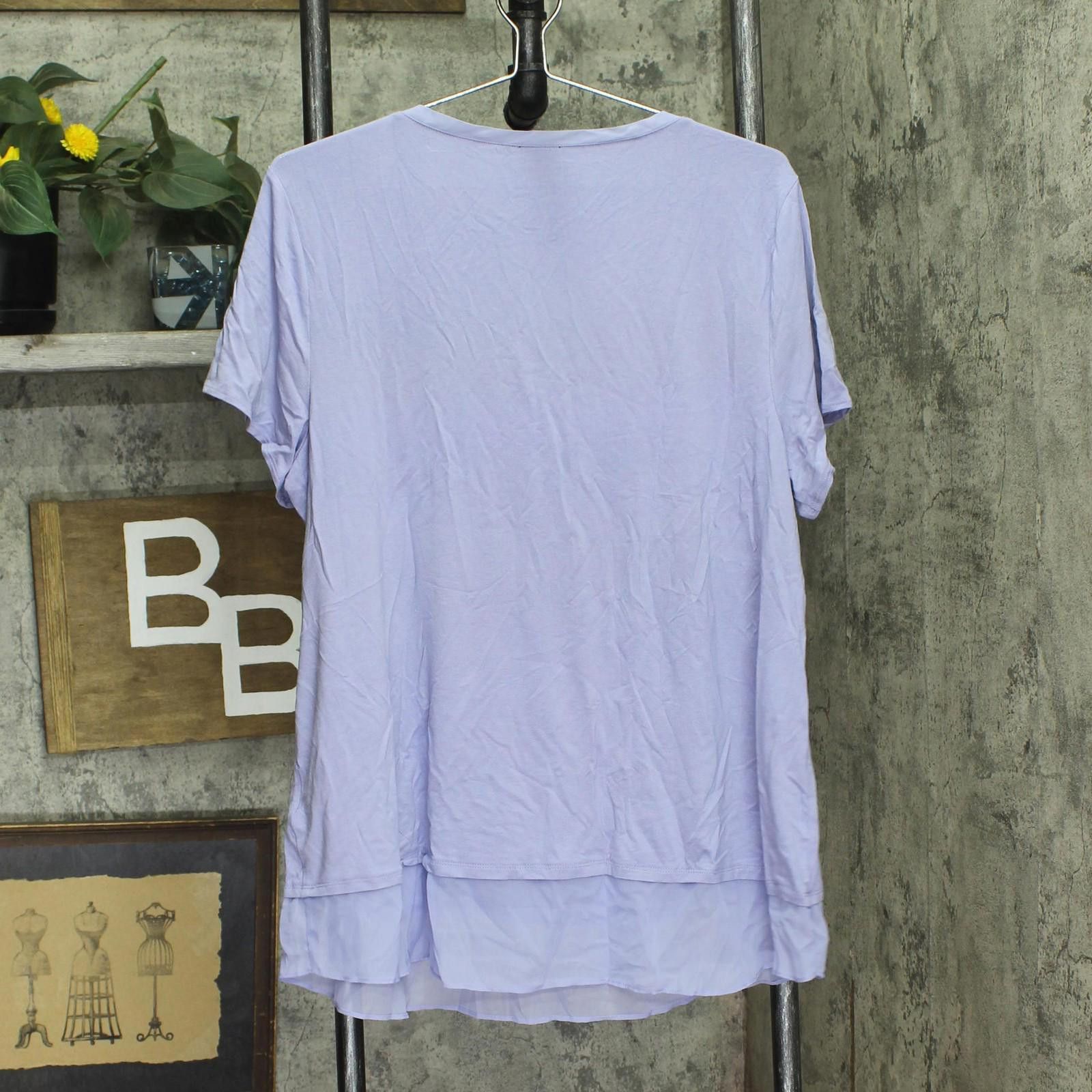 Other New Jm Collection Chiffon Trim V-neck Shirt Top Purple Xl Size XL / US 12-14 / IT 48-50 - 2 Thumbnail
