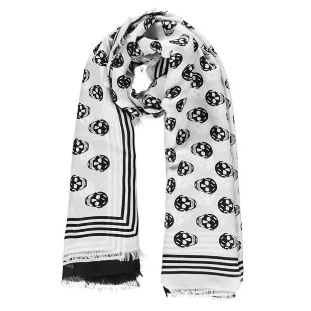 Alexander McQueen o1g2r1mq0824 Size: OS / Mini Skull Scarf in Ivory & Black Size ONE SIZE - 1 Thumbnail