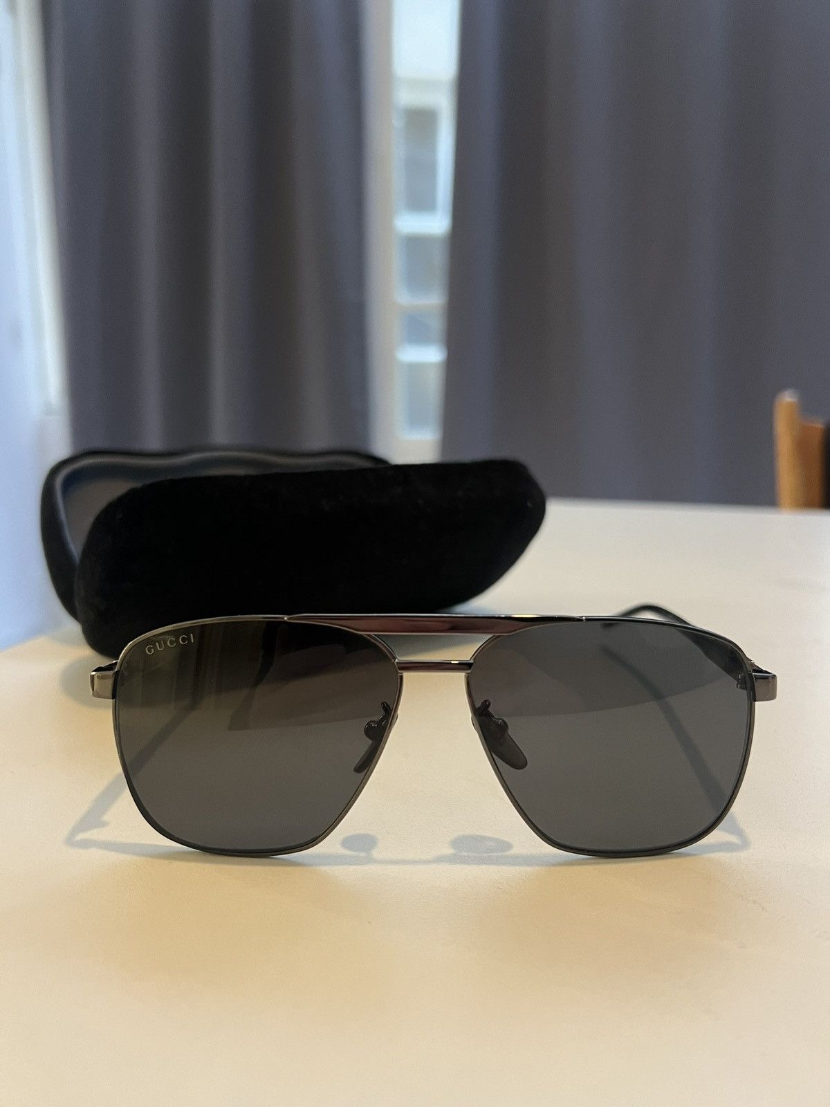 Gucci Gucci Men’s Sunglasses Black Lenses Brown Brim Size ONE SIZE - 1 Thumbnail