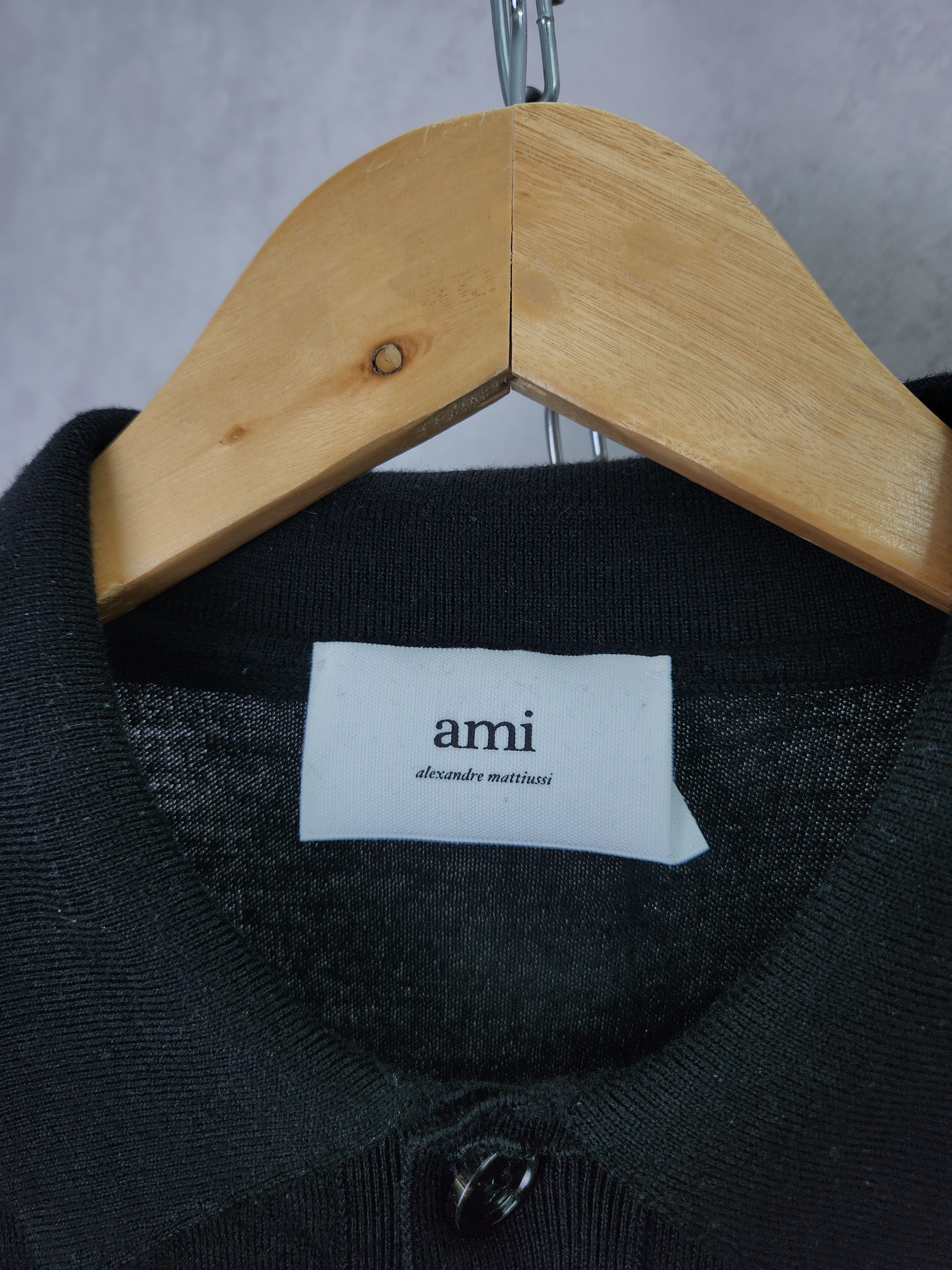 AMI Ami black cardigan button ups black logo merino wool Size US L / EU 52-54 / 3 - 9 Thumbnail