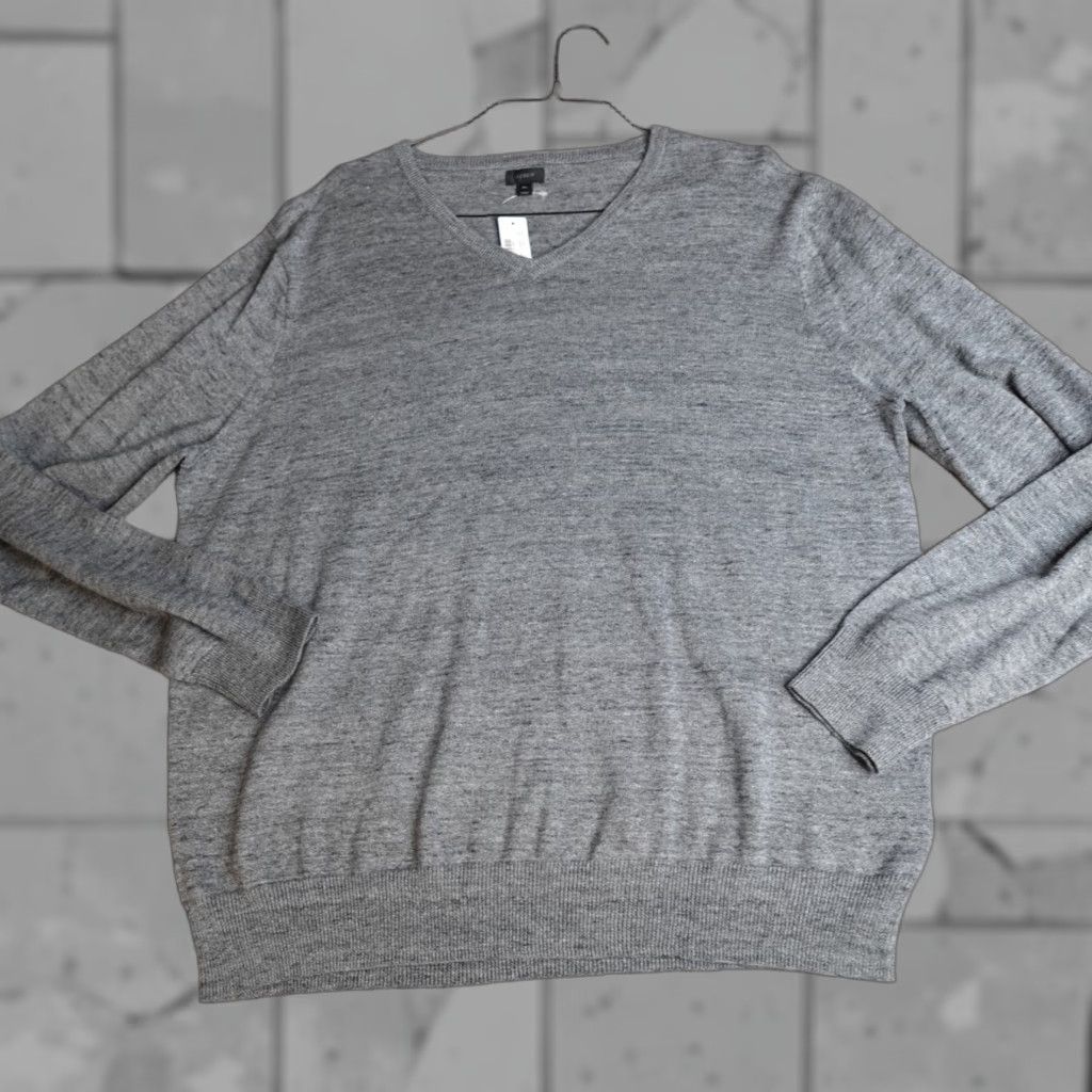 J.Crew J.Crew Sweater XL Gray Heather V-Neck Pullover Men Regular Knit Cotton 35195 NEW Size US XL / EU 56 / 4 - 1 Thumbnail
