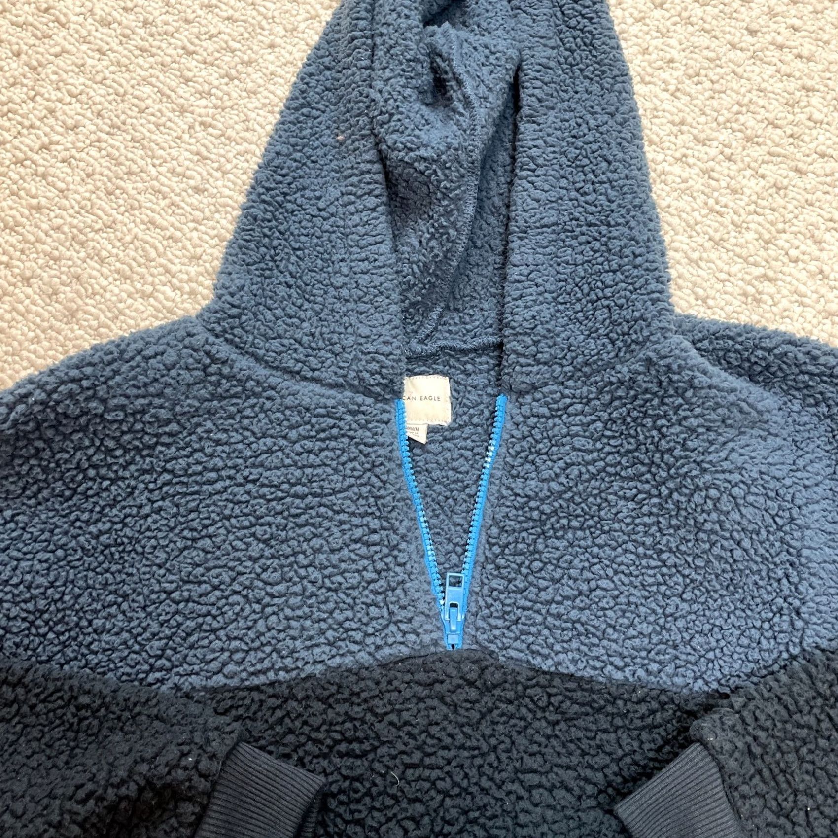 American Eagle Outfitters American Eagle Outfitters Sweatshirt Hoodie Womens M Blue Sherpa Fleece 1/4 Zip Pullover Casual Winter Size M / US 6-8 / IT 42-44 - 2 Thumbnail