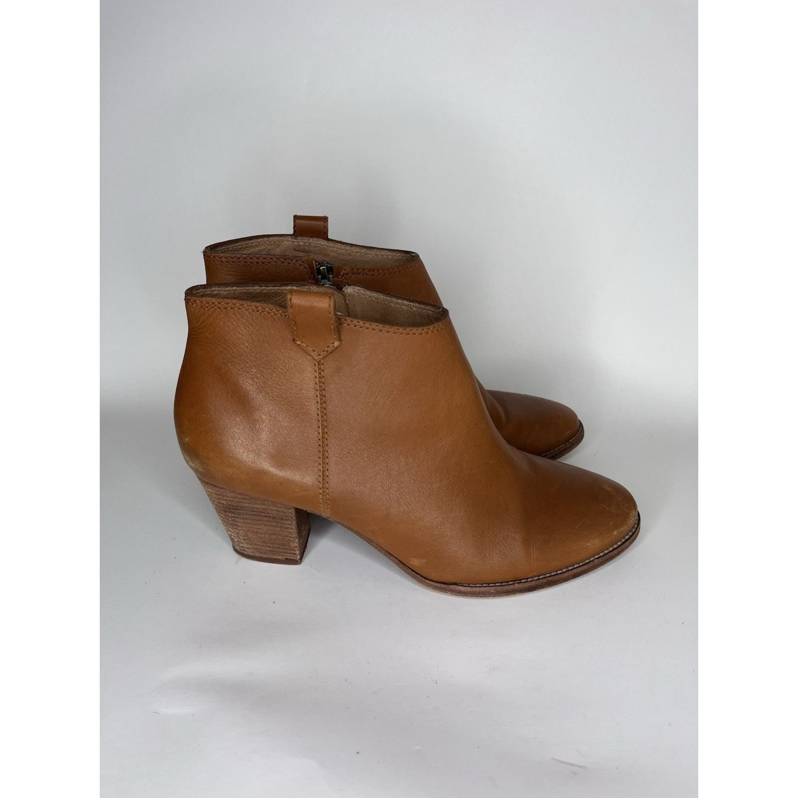 Madewell Madewell Brown Leather Side Zip Ankle Heel Booties Boots Wom Size US 10 / IT 40 - 1 Thumbnail