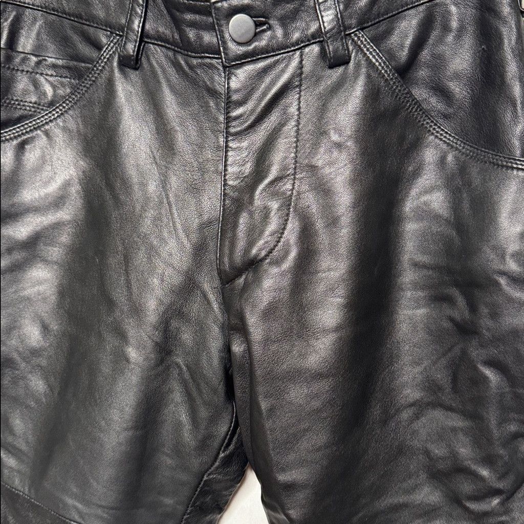 Wilsons Leather Wilson's leather black 100% leather pants straps on leg 28 Size 28" / US 6 / IT 42 - 2 Thumbnail